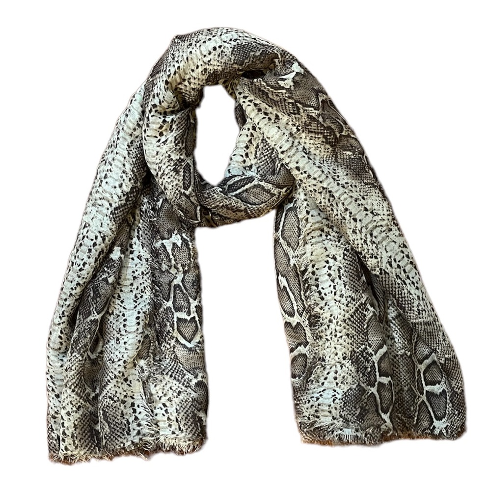 Snake Print Lightweight Scarf in Brown and Cream